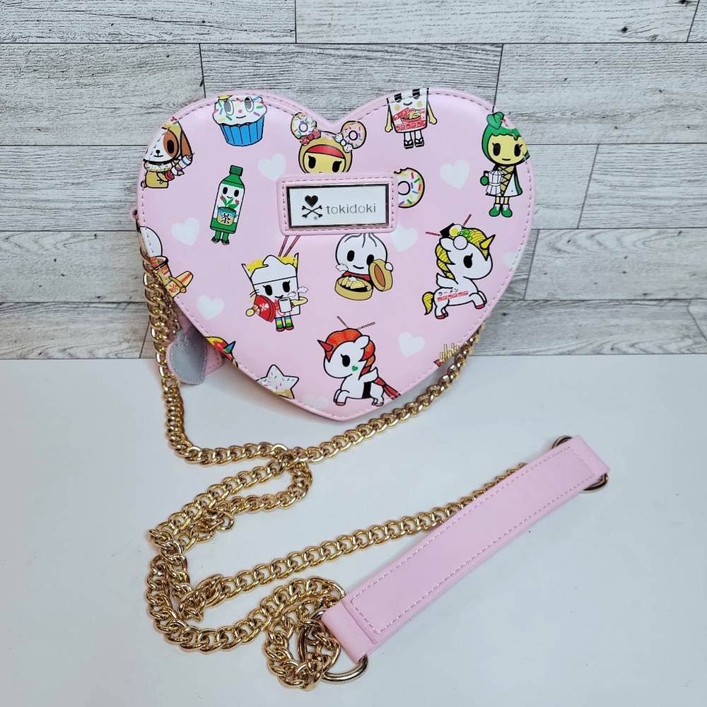 Tokidoki Takeout Mini Crossbody Bag Purse Gold Tone Chain Strap Youth Pink
